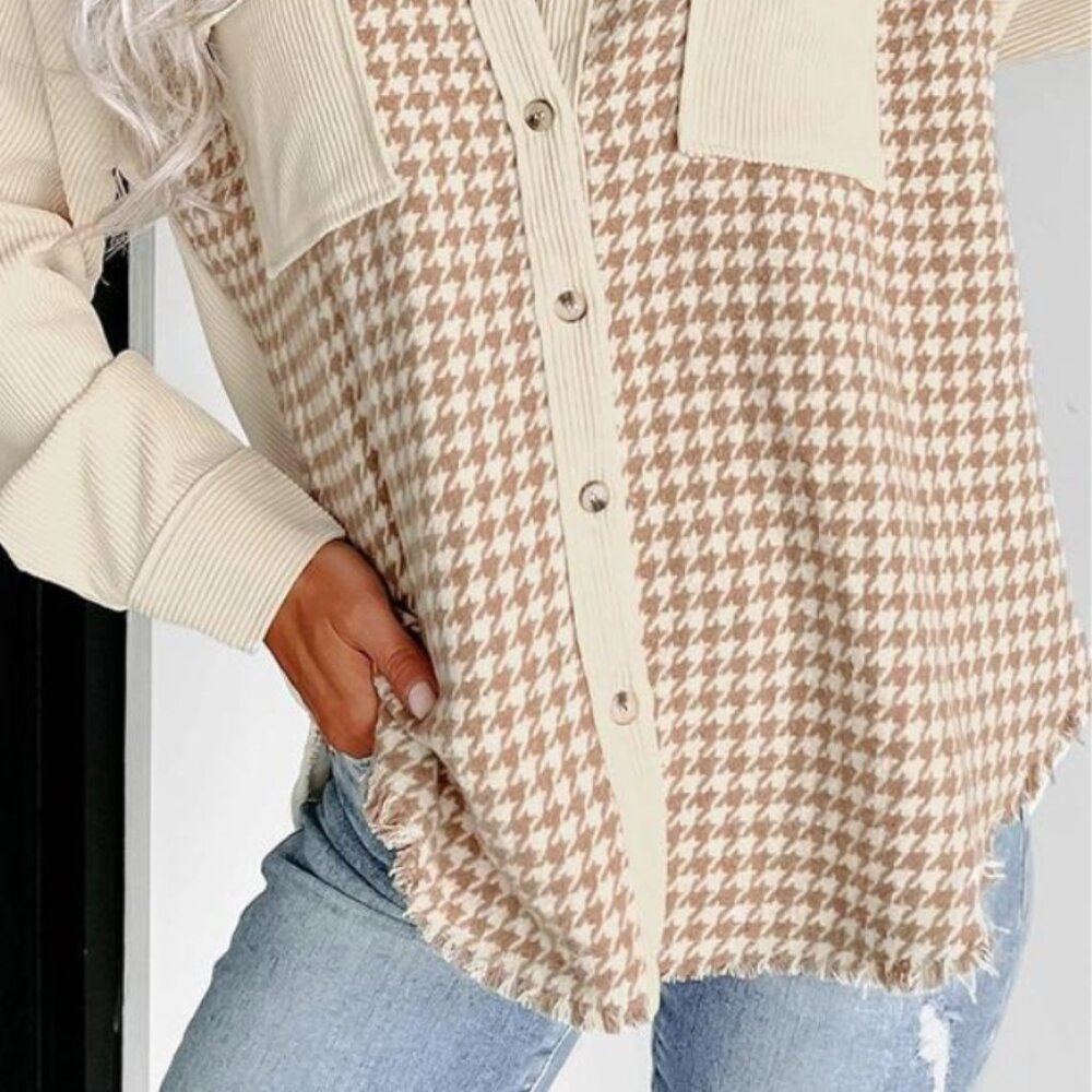 Parchment Houndstooth Corduroy Patchwork Flap Poc… - image 4